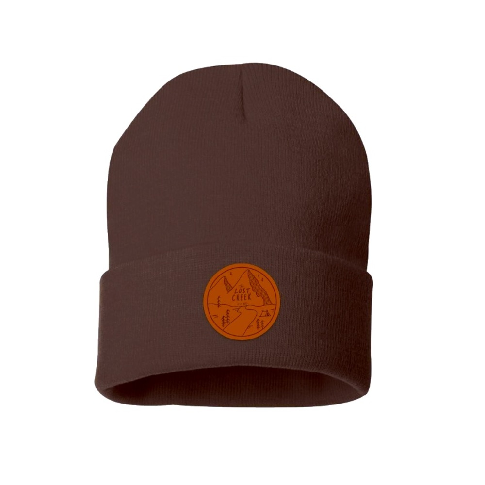 Lost Creek Co. Leather Patch Beanie Toboggan